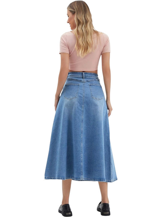 Remix Denim Hohe Taille Rock in Blau Farbe