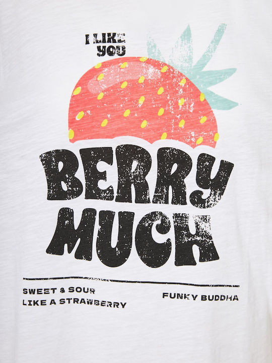 Funky Buddha Damen T-shirt Weiß