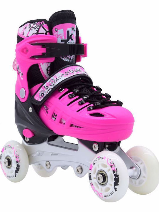 Athlopaidia Kids Adjustable Inline / Quad Rollers Pink 3 in 1