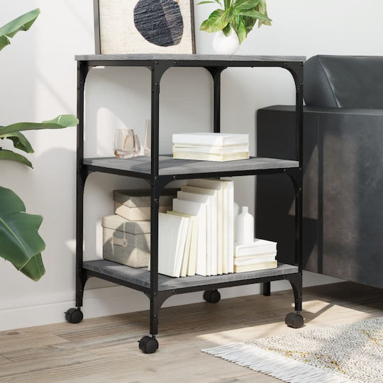 Vidaxl Printer Stand 3 Levels Grey Sonoma 50x41x75 H Hevox Wood Grey