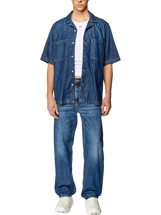Short-sleeved Denim Shirt Blue