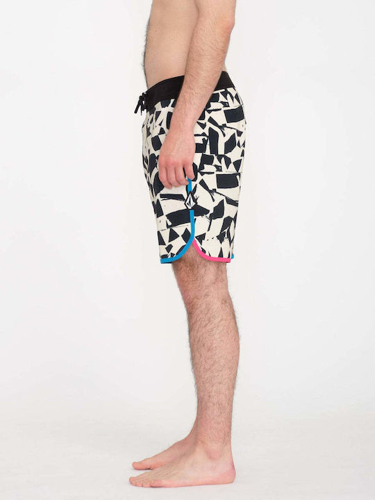 Lido Men's Swimwear Bermuda Black White with Patterns