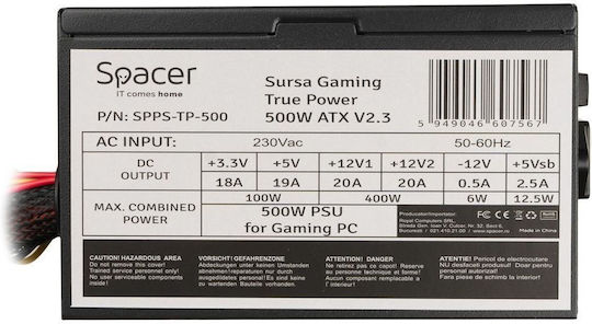 Spacer TP500 500W Schwarz Computer-Netzteil Voll verkabelt