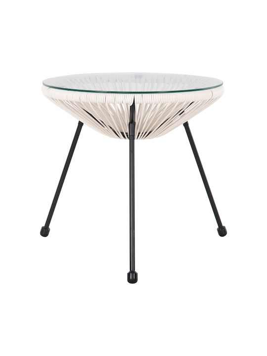 Allegra Auxiliary Outdoor Free Standing Table with Glass Surface and Metal Frame Black 50x50xcm