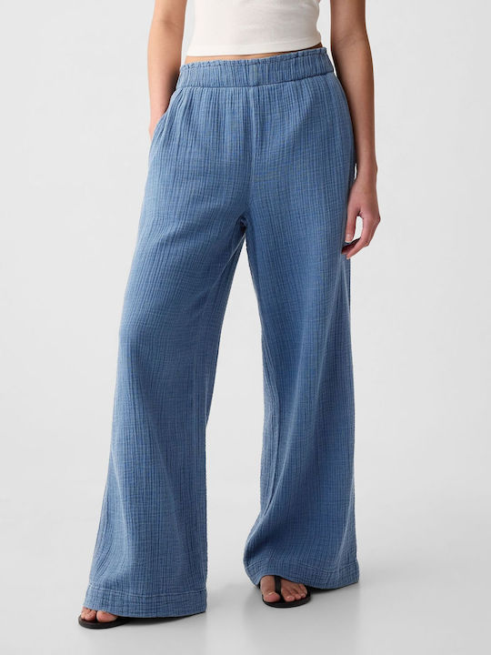 High Waist Women's Jean Trousers Blue Denim Wash