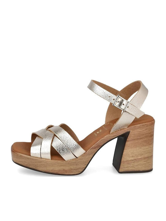 Leder Sandalen Gold