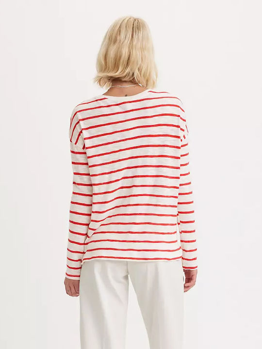 Levi's Women's Blouse Cotton Striped Red