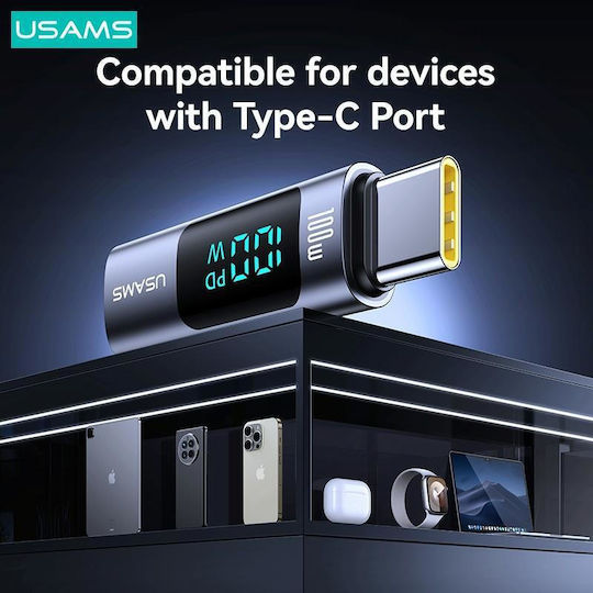 Usams USB-C Männlich Zu USB-C Weiblich Konverter Grau 1 Stück US-SJ682