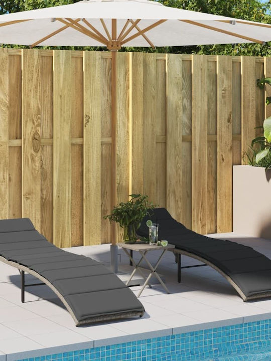 Ξαπλώστρα Rattan με Μαξιλάρι Γκρι 199x55x50εκ.