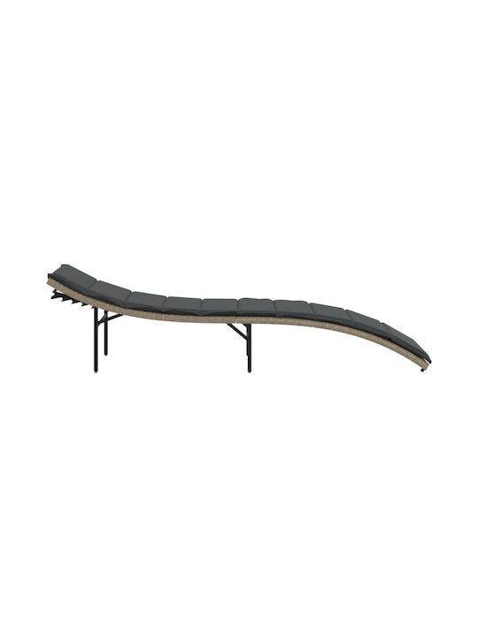 Ξαπλώστρα Rattan με Μαξιλάρι Γκρι 199x55x50εκ.