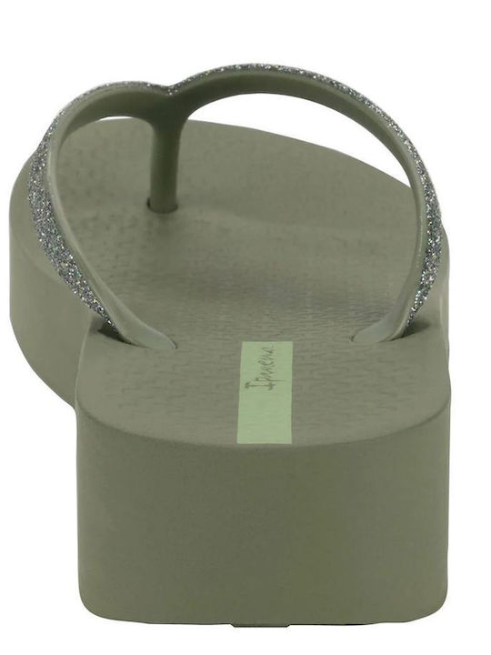 Chic Damen Zehentrenner mit Plattformen in Khaki Farbe