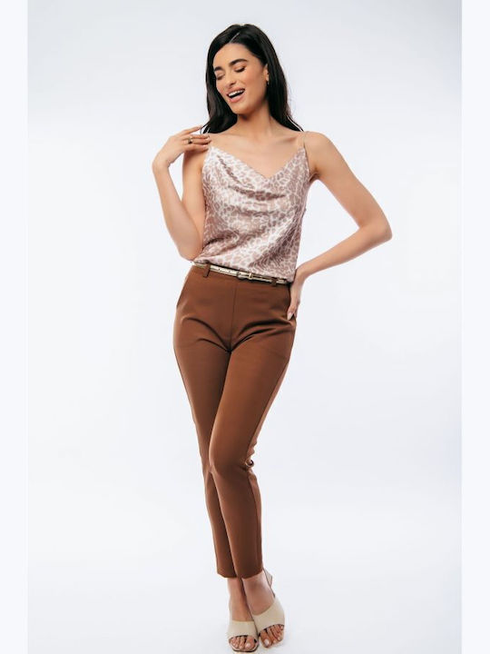 Damen Bluse Drapierung mit Trägern Beige
