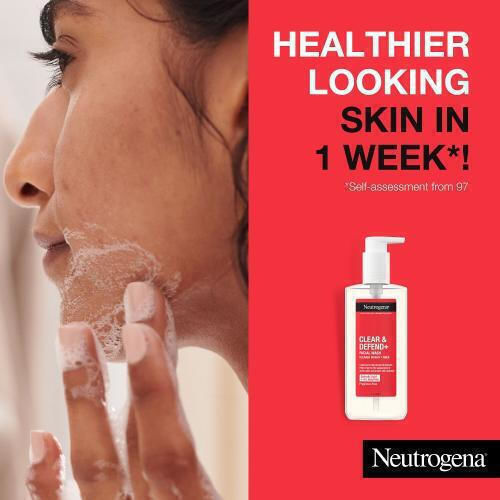 Neutrogena Clear & Defend+ Gel Καθαρισμού Προσώπου για Ακνεϊκές Επιδερμίδες 200ml