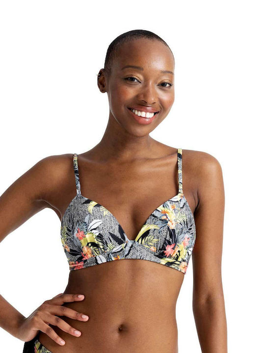 Dorina Padded Triangle Bikini Top with Adjustable Straps Black Floral