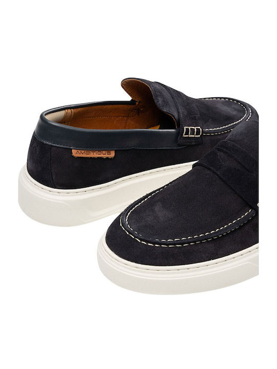 Suede Ανδρικά Μοκασίνια σε Μπλε Χρώμα