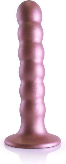 Dummy silicon cu nervuri și margele de silicon G Spot Dildo Rose Gold 14cm