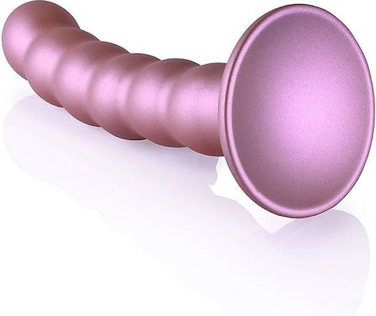 Dummy silicon cu nervuri și margele de silicon G Spot Dildo Rose Gold 14cm