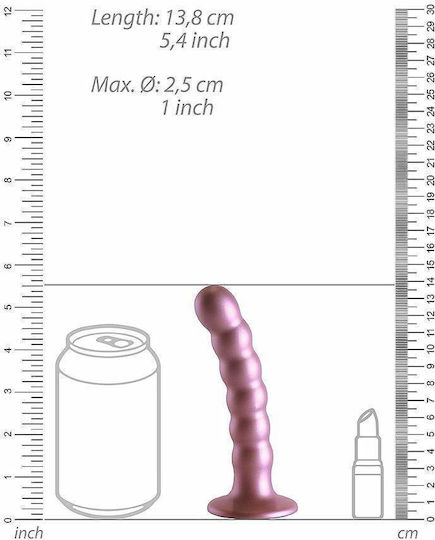 Dummy silicon cu nervuri și margele de silicon G Spot Dildo Rose Gold 14cm