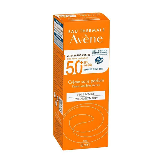 Eau Thermale Avène Protecție Foarte Ridicată Fără Parfum Cremă de Față Solară Rezistentă la Apă SPF50 50ml