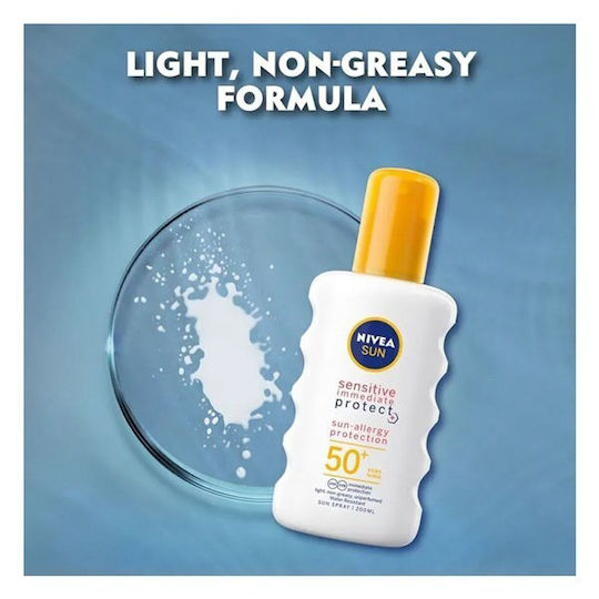Nivea Sun Sensitive Immediate Protect Sun Waterproof Sunscreen Body Lotion SPF50 in Spray 200ml