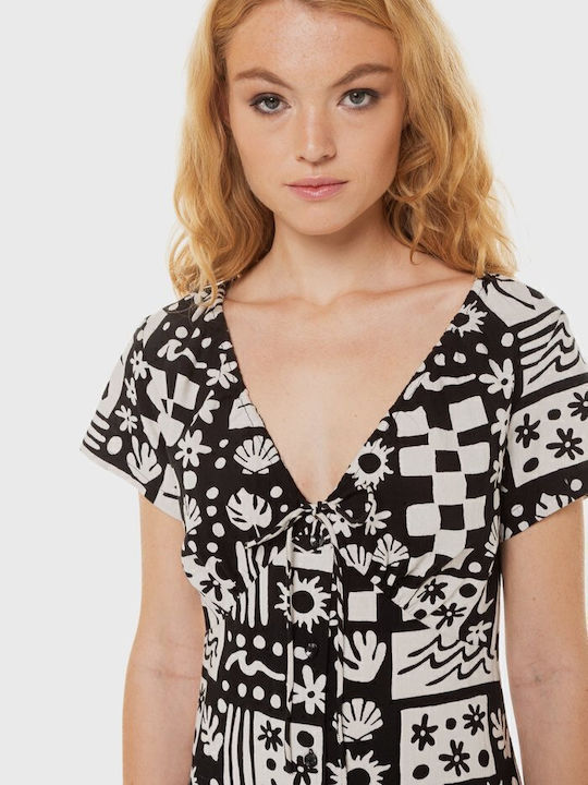 Sunny Wild Long Dress Καλοκαιρινό Maxi Φόρεμα Μαύρο