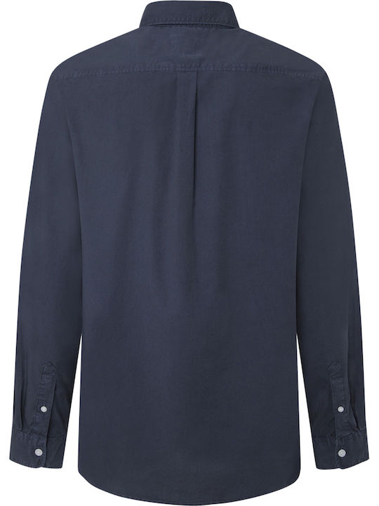 Long-sleeved Denim Shirt Navy Blue