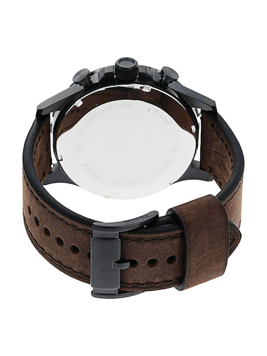 Fossil Men's Watch 50mm Chronograph Battery with Brown Leather Strap