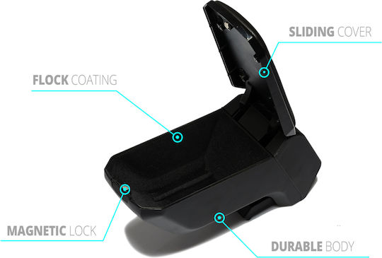 S-dizayn Car Leather Armrest for Fiat Doblo Black