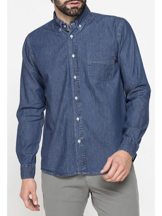 Long-sleeved Denim Shirt Blue