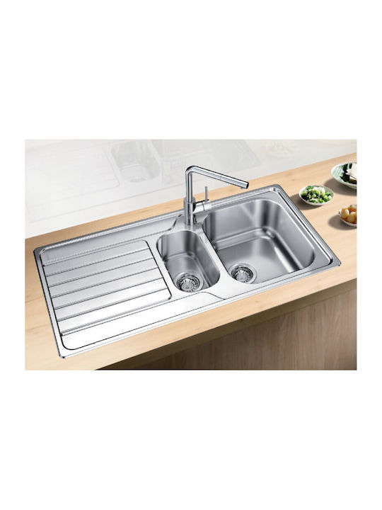 Blanco Dinas 6 S Ένθετος Νεροχύτης Inox Brushed Μ100xΠ50cm Γκρι