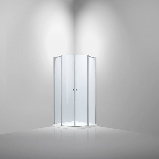 Sparke Kabine für Dusche Halbkreisförmig mit Schieben Tür 80x80x190cm Sauberes Glas
