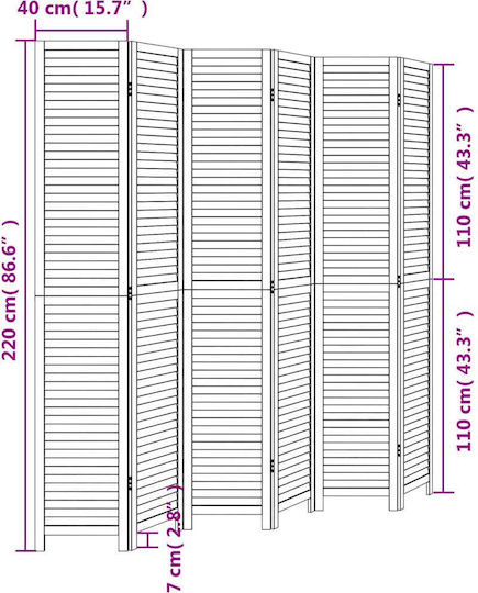 vidaXL Dekorativer Raumteiler Hölzernes mit 6 Paneelen 210x220cm