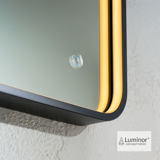 Luminor Rectangular Bathroom Mirror Led Metal 60x80cm Black