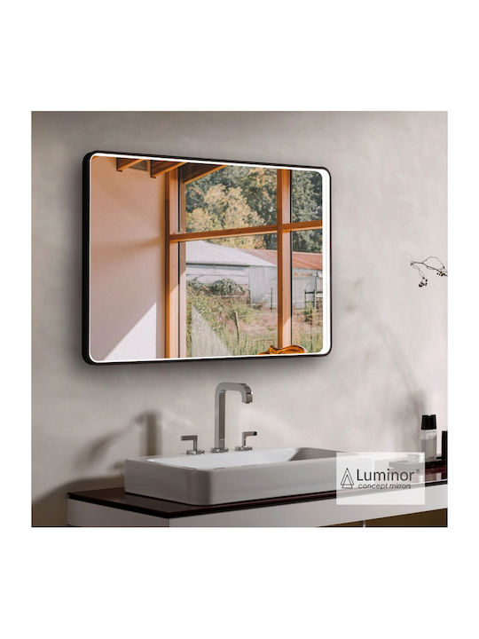 Luminor Badezimmerspiegel LED aus Metall 50x70cm Schwarz