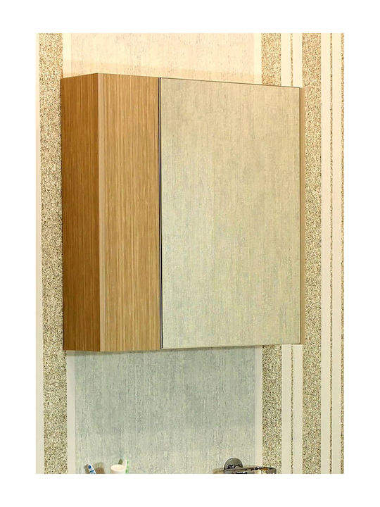 M-Mebel Oglindă de Baie din Oțel Inoxidabil cu Raft & Dulap cu Lungime 60cm Gri