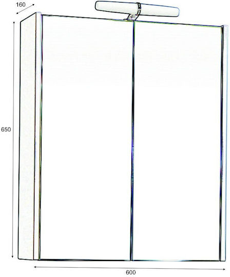 M-Mebel Oglindă De Baie Rectangulară Cu Lumini LED Cu Dulap Cu Lungime 60cm