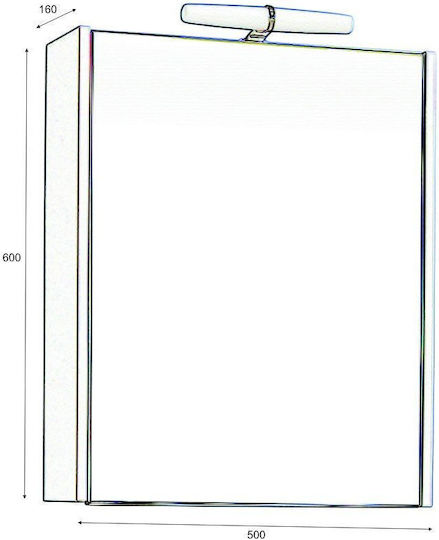 M-Mebel Oglindă Rectangulară de Baie cu Lumini LED și Dulap