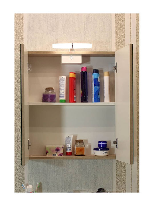 M-Mebel Oglindă de Baie Lumini LED din Plastic cu Dulap cu Lungime 60cm Gri