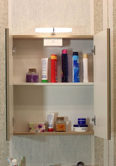 M-Mebel Badezimmerspiegel LED aus Kunststoff mit Schrank mit Länge 60cm Gray