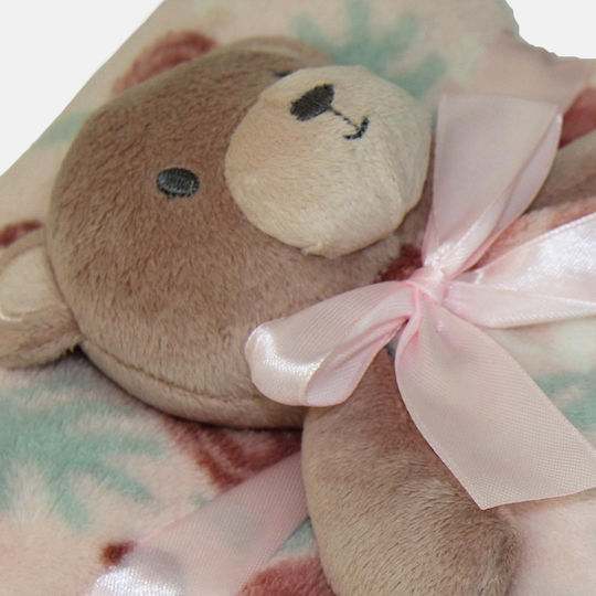 Dreams by Joyce Blanket Nursery Swaddling Blankets Pink with Animal Pink 75x100cm