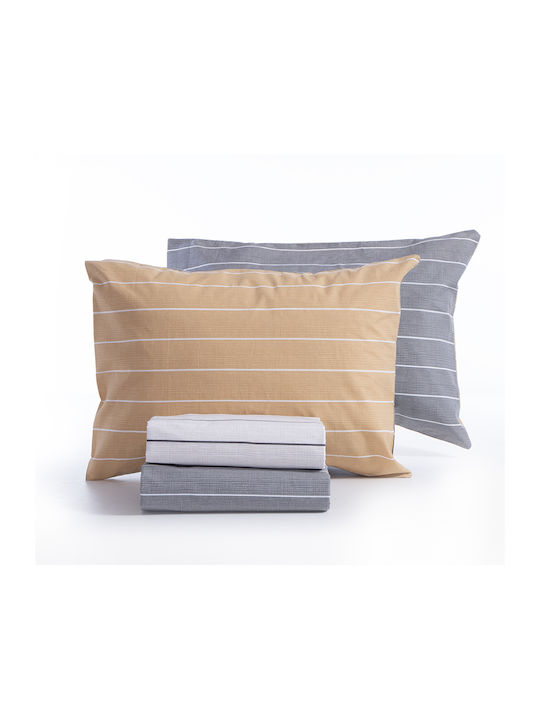 Nef-Nef Homeware Σετ Σεντόνια Διπλά 200x270εκ. Marven Grey 4τμχ