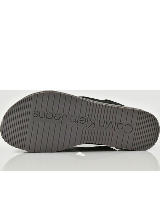 Leder Flache Sandalen für Damen Flatforms in Schwarz Farbe