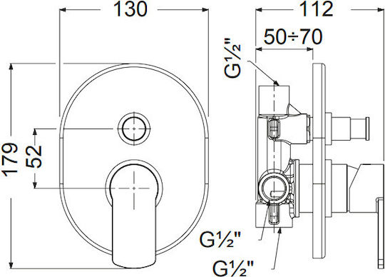 Armando Vicario Glam Built-in Mixer & Diverter Set for Shower 2 Exits