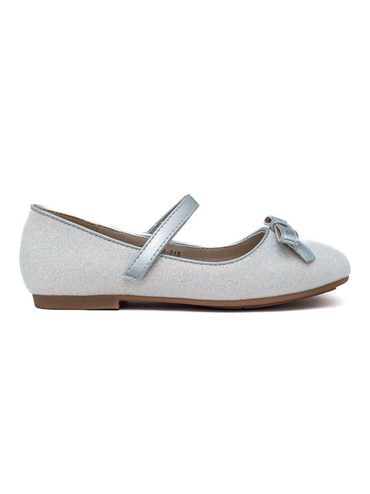 Kids Ballerinas with Hoop & Loop Closure Silver