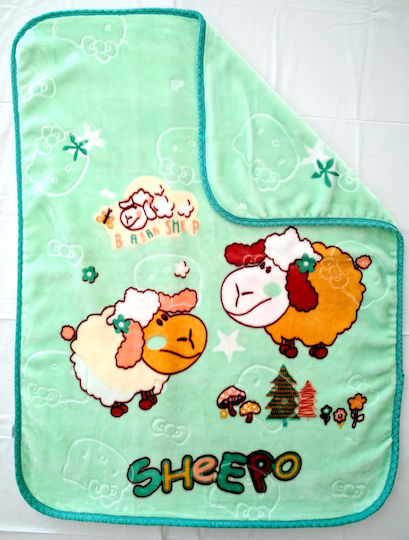 Decobebe Κουβέρτα Κούνιας Sheepo Βελουτέ Πράσινη 100x130εκ.