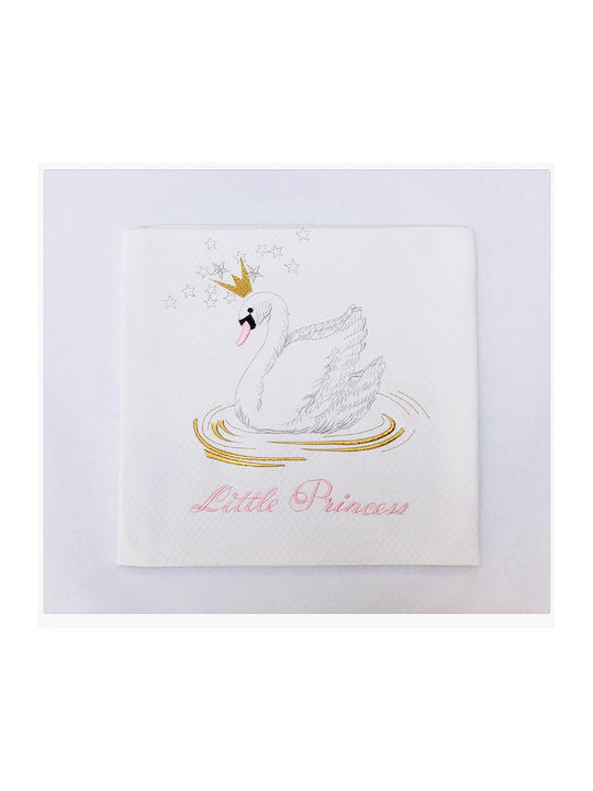 Raison D' Etre Blanket Cot Swan With A Crown Waffle White 120x160cm