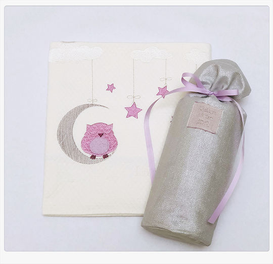 Raison D' Etre Decke Wickeltücher für Kinderzimmer Dreamy Owl Waffel Rosa 80x90cm