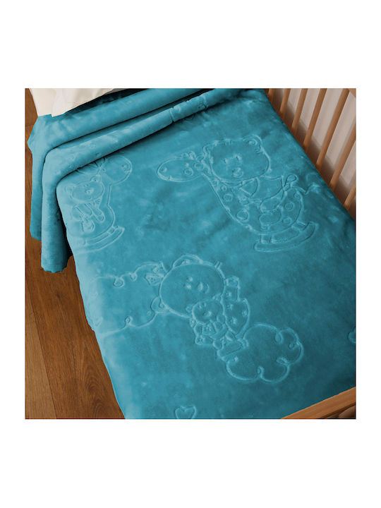Anna Riska Blanket Cot Bear Petrol Blue Petrol Blue 140x110cm