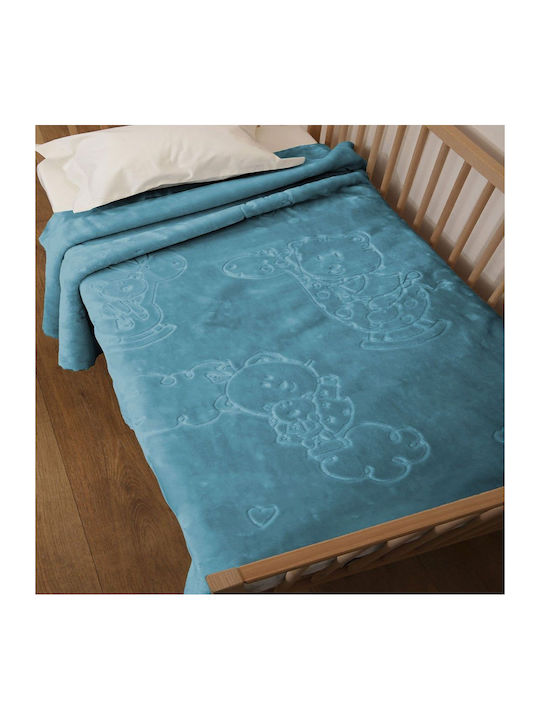 Anna Riska Blanket Cot Bear Petrol Blue Petrol Blue 140x110cm