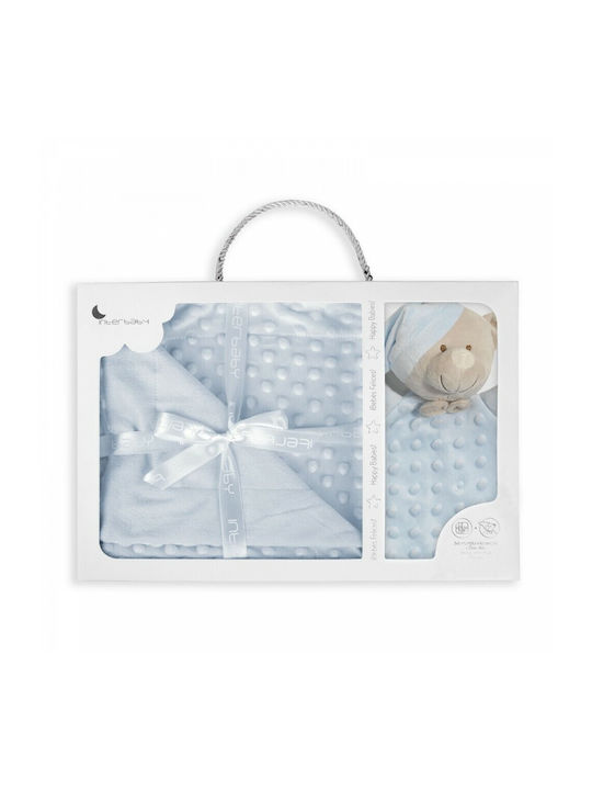 Interbaby Decke Wickeltücher für Kinderzimmer Bear Blau mit Tierchen 80x110cm 2Stück